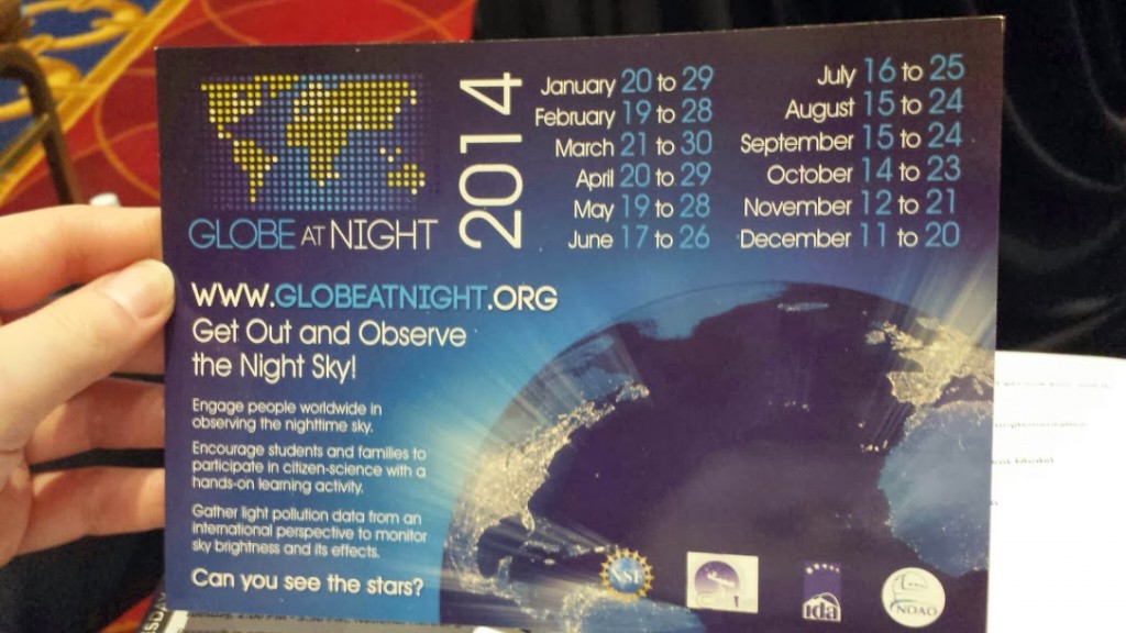 Globe at Night postcard