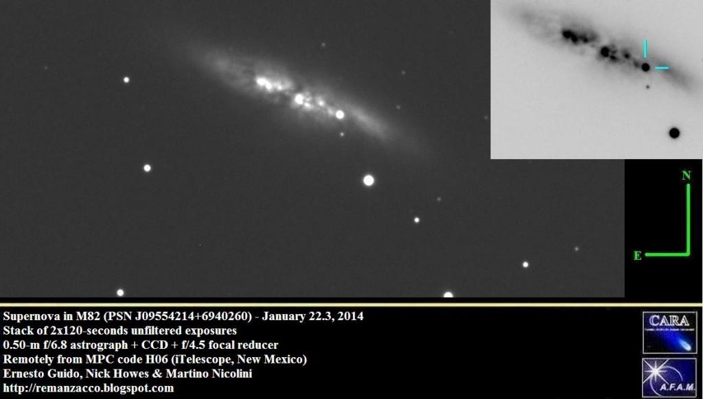 Image of M82 pointing out the new supernova