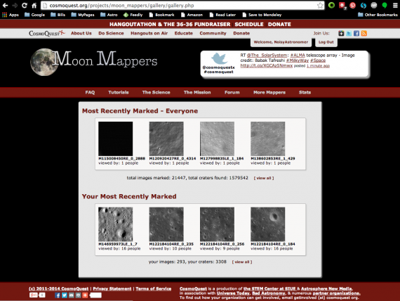 The Gallery page for MoonMappers. 