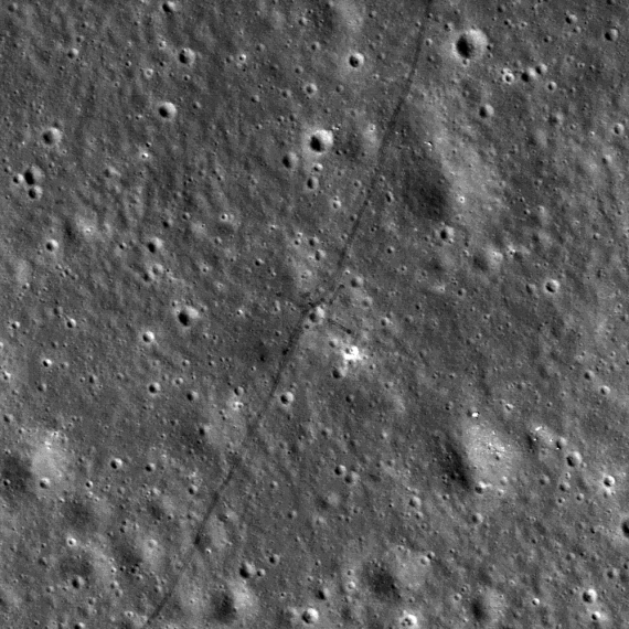 Tracks made by Lunokhod 2. Credit: NASA/ GSFC/ Arizona State University]