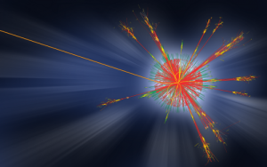 Simulation of a black hole creation event at the LHC. [ATLAS Experiment © 2014 CERN]
