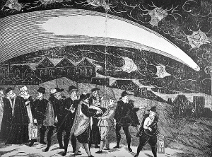 The Great Comet of 1577, from a contemporary woodcut by Jiri Daschitzsky. [Source: The Galileo Project]