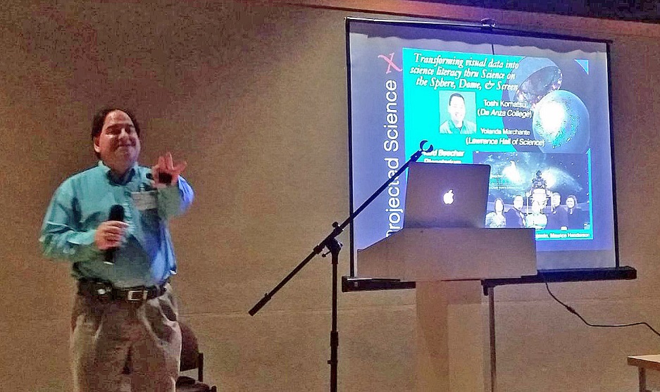 Dr. Patrick Durrell (CosmoQuest’s self-described Crazy Uncle) giving his presentation at GLPA 2016.
