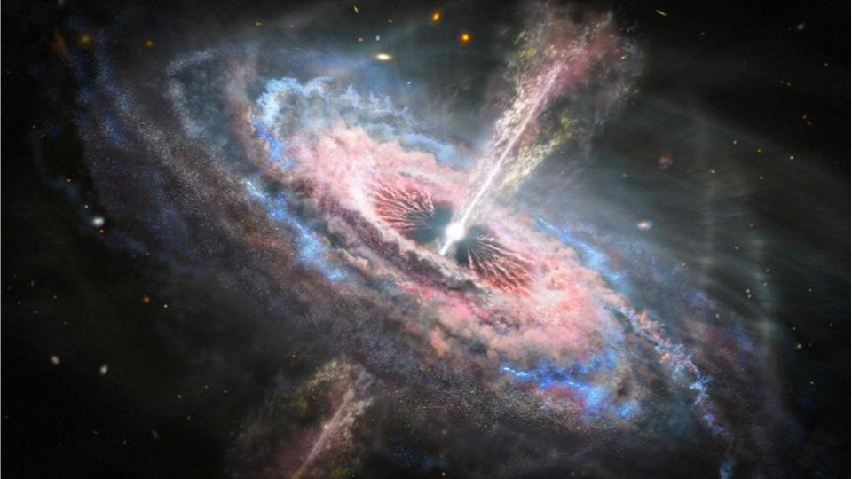 Quasar winds with record energy levels were seen fleeing a distant galaxy