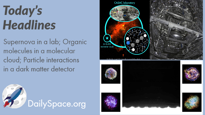 Supernova in a lab; Organic molecules in a molecular cloud; Particle interactions in a dark matter detector