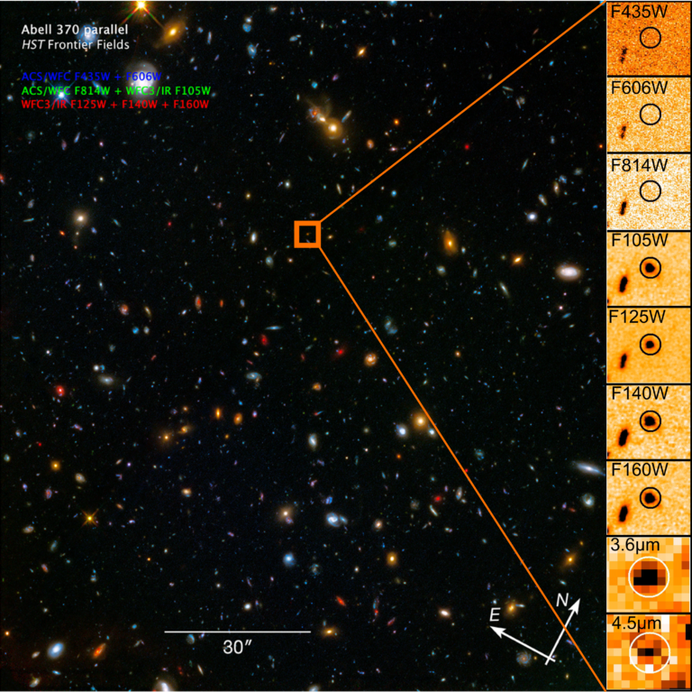 Luminous Galaxy Reionizing Surroundings 13 Billion Years Ago