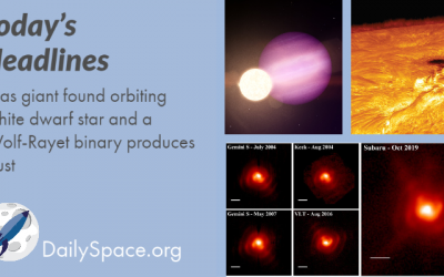 Gas giant found orbiting white dwarf star and a Wolf-Rayet binary produces dust