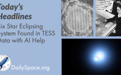 Six Star Eclipsing System Found in TESS Data with AI Help