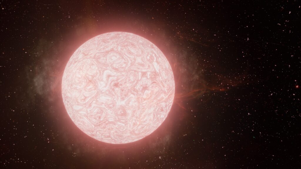 Red Giant Caught Exploding