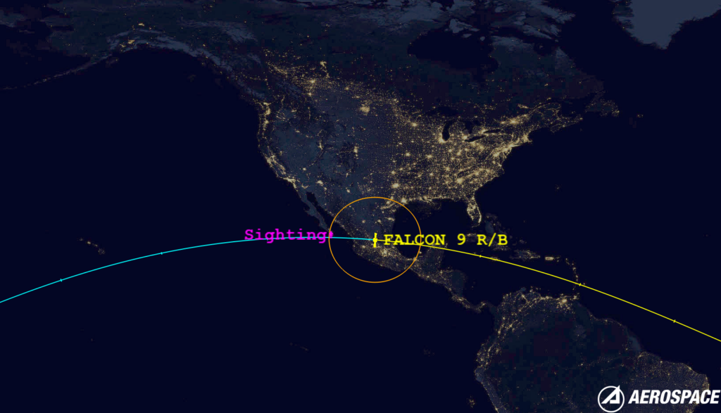 Old Falcon 9 Stage Reenters Over Mexico