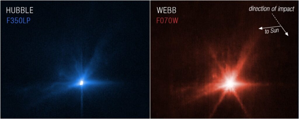 Hubble and JWST Release DART Impact Images