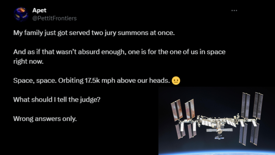 A bit of Joy: Jury Duty Strikes Astronaut